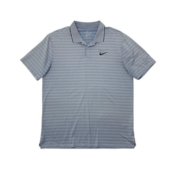Nike Polo Shirt Mens M Cornflower Candy Blue Dri Fit Vapor Control Stripe Golf - Picture 1 of 10